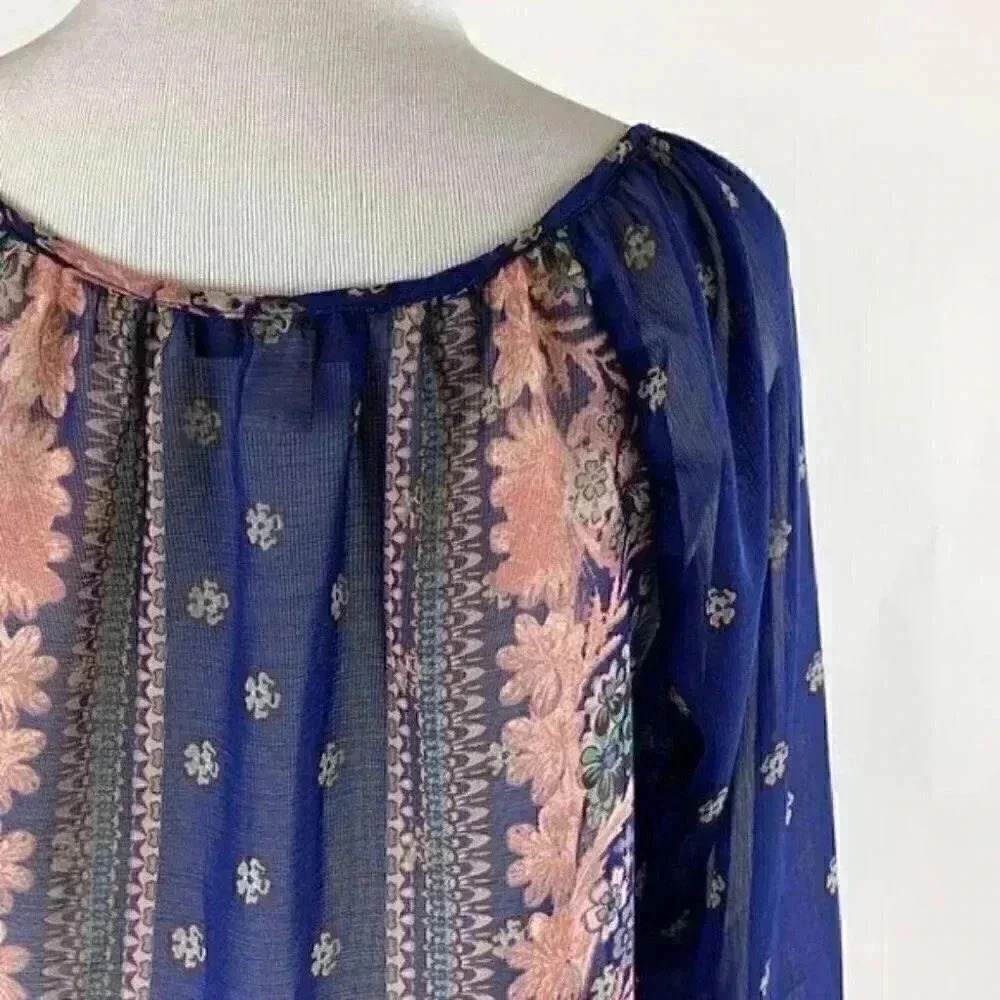 Vintage America top sz S floral Hi-Lo boho peasant - Picture 5 of 9